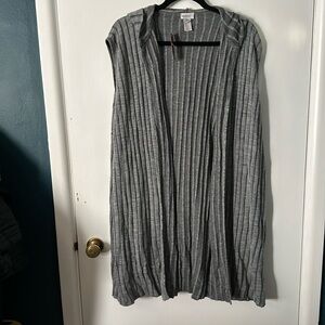 Avenue 26/28 Grey Rib Knit Long Hooded Vest